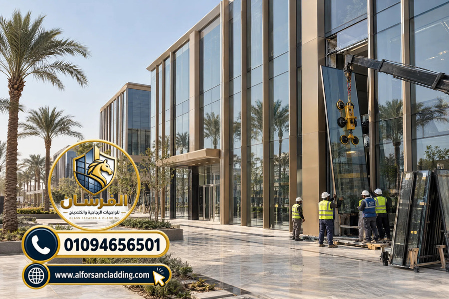 تركيب Curtain Wall للواجهات الزجاجية