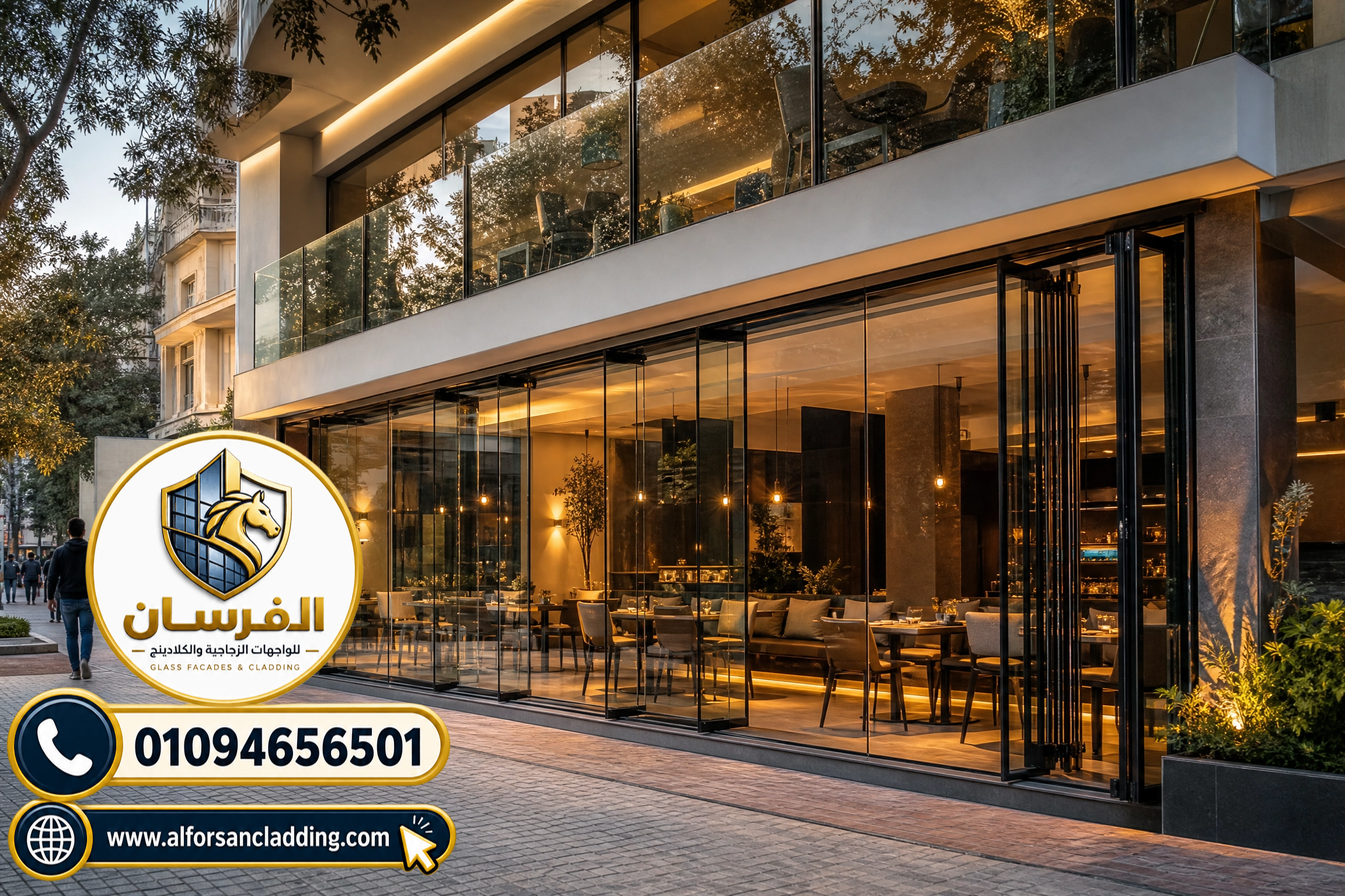 واجهات زجاجية للمولات والمباني الإدارية بتصميم عصري في مصر