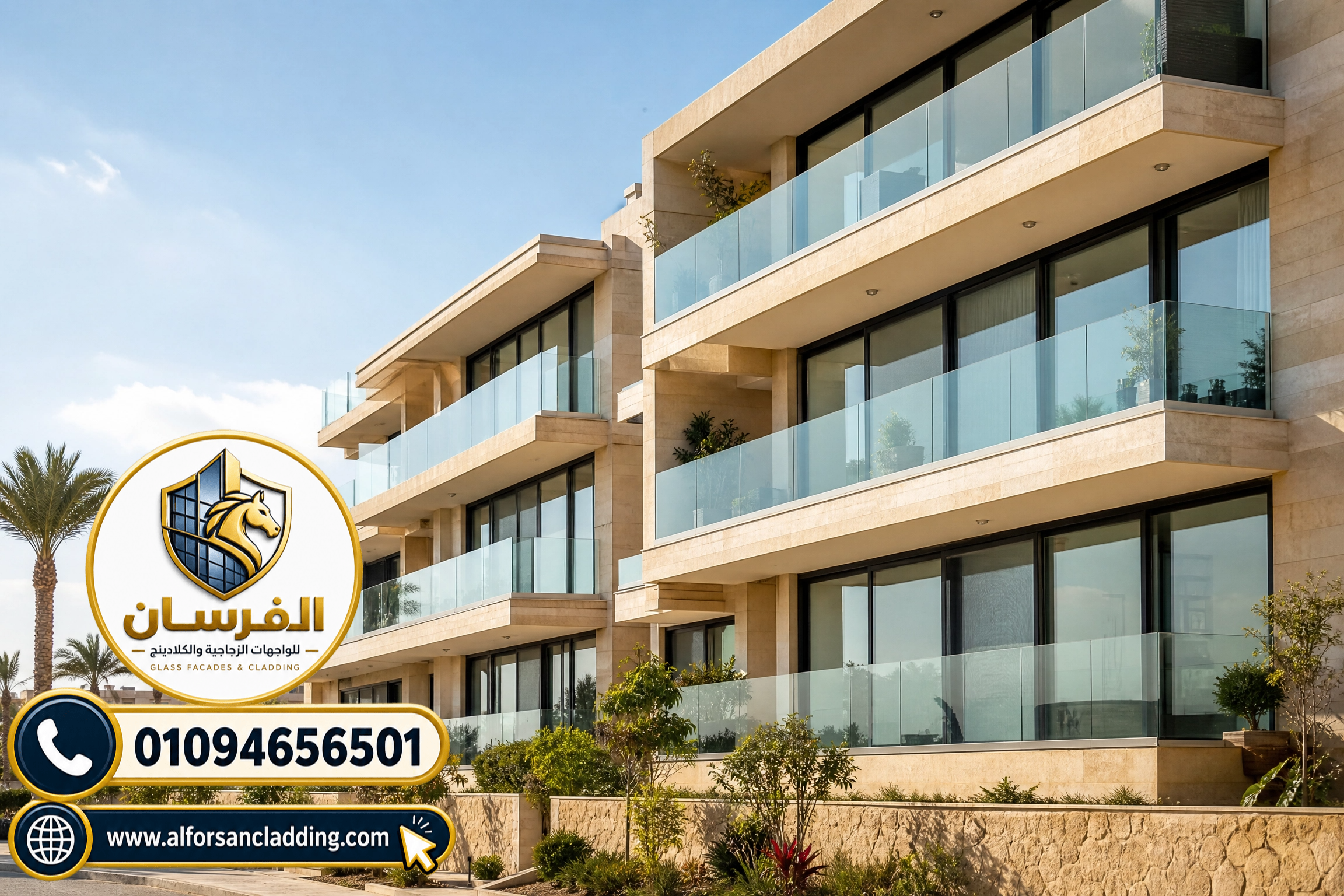 تنفيذ واجهات زجاجية وكيرتن وول للمباني الحديثة في مصر